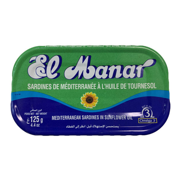 Sardines de méditerranée à l'huile de tournesol, El Manar, 125 g