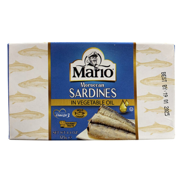 Sardines marocaines à l'huile végétale - Mario - 125 g