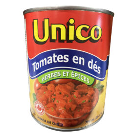Tomates en dés, herbes et épices - Unico - 796 ml